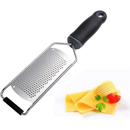 Ost Rivjärn i Rustfrit Stål med Ergonomisk Håndtag, Håndriver til Revet Ost, Ingefær, Citron, Citrus, Hvidløg, Gulerødder
