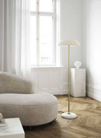 Glossy gulvlampe H143 - opal/marmor