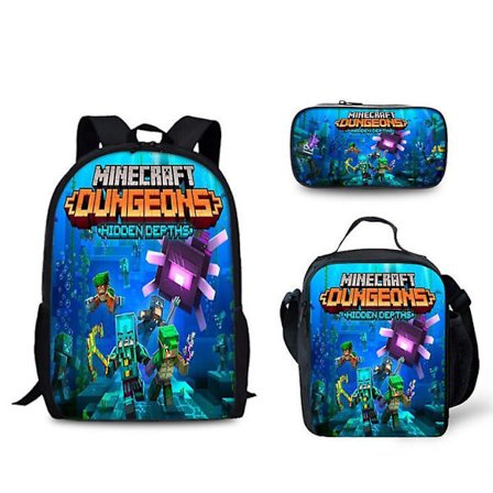 The New Minecraft Theme Schoolbag For Elementary School Students 3-piece Set