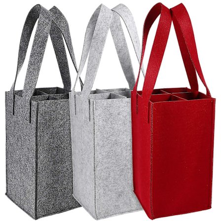 3 stk. Flaske Vinbærepose Tote Tasker Vinflaske Gaveposer Filt Vinbærer Genanvendelige Indkøbsposer til Rejser Camping Picnic