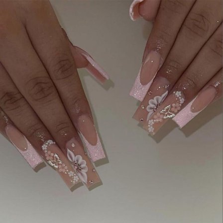 Långa T-formade falska naglar falska naglar 1 1 1