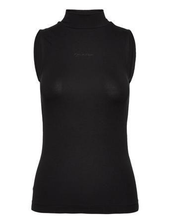 Modal Stretch Mock Neck Tank Top Ærmeløs Top Sort Calvin Klein