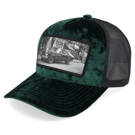 Calza Pennello - Grön trucker Keps - American Muscle Classic Car Velvet Green/Black A-Frame Trucker @ Hatstore