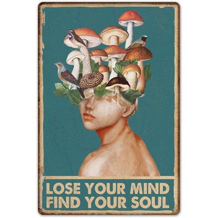 Svampejæger Mist Din Forstand Find Din Sjæl Vintage Metal Skilt Hjem Bar Køkken Hotel Kontor Soveværelse Stue Caféer Vægdekoration 20x30 cm