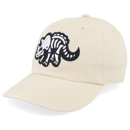 Kiddo Cap - Béžová unconstructed Kšiltovka - Kids Triceratops Skeleton Patch Stone Dad Cap @ Hatstore