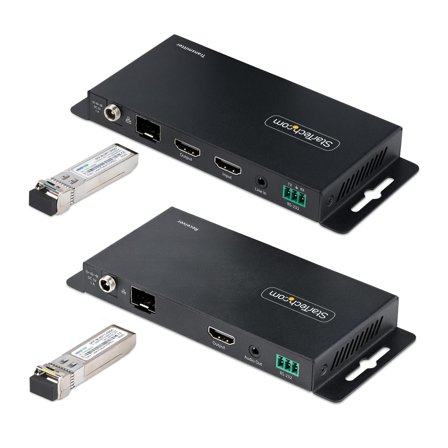StarTech 4K HDMI over Fiber Extender Kit, 4K 60Hz up to 3300ft/1km (Single Mode) or 1000ft/300m (Multimode) LC Fiber Optic, HDR/HDCP, Audio/RS232/IR