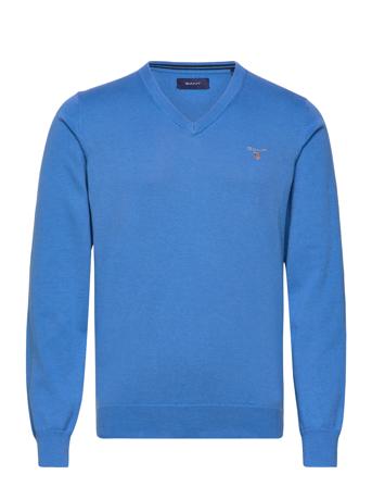 Classic Cotton V-Neck Strikkegenser V-krage Blå GANT*Betinget Tilbud