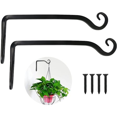 Hengende Plantebrakett, Veggkrok Plantehenger 25 cm Dekorative Kroker For Innendørs Plantekasse Lykt, Utendørs Fuglemater Vindklokke, 2 Pakk Svart