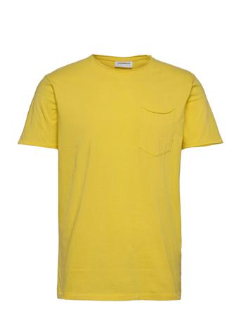 Washed Tee W?. Pocket S/S T-shirts Short-sleeved Keltainen Lindbergh