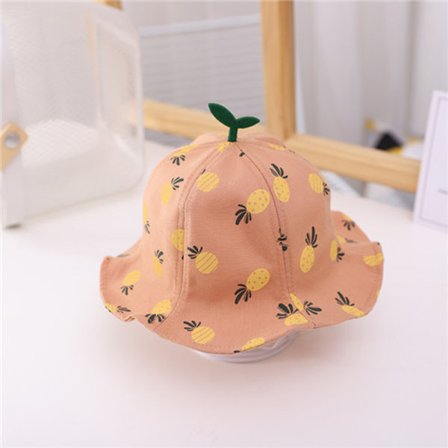 Babyhatt vår och höst flicka fiskare hatt prinsessa kruka hatt baby solhatt, gräs, orange