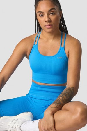 ICANIWILL - Ribbed Define Seamless Sports Bra Azure Blue - Sports-BH - Damer - Træningstøj fra ICIW