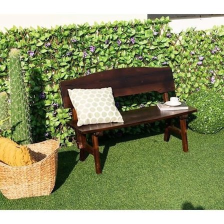 COSTWAY Gran Wood Trädgårdsbänk - 2-sits, lutande ryggstöd, belastning 325 KG - Kolsyrad utomhusbänk - 120x51x78 CM