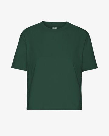 Organic Boxy Crop Tee - Emerald Green S