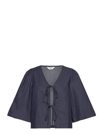 Objjune Denim 2/4 Tie Top E Div Kortermet Skjorte Marineblå Object*Betinget Tilbud