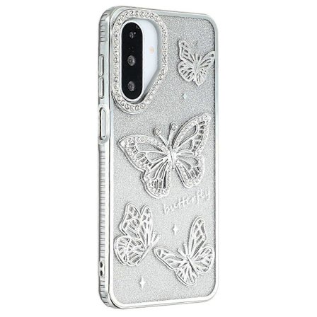 Kompatibel med Samsung Galaxy A26 5G Skal Strass Dekor 3D Fjäril TPU Telefonfodral med Glitter Papper-lingling}