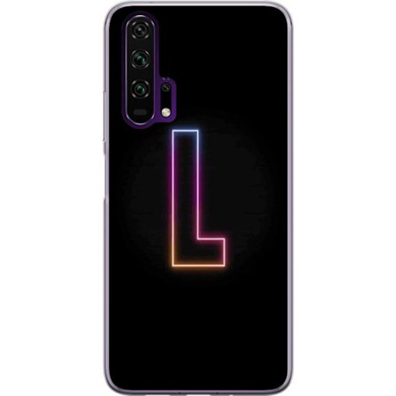 Kompatibelt Mobildeksel til Honor Honor 20 Pro Minimalistisk neonbokstav L i mykt fargeskiftende lys mot svart bakgrunn med ren grafisk estetikk