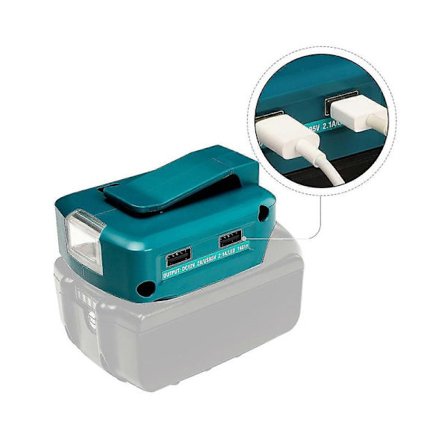 Makita Adp05/adp068 14,4V/18V Lithium Batteriadapter Konverter med 3W LED Arbejdslampe 2*USB DC/12V
