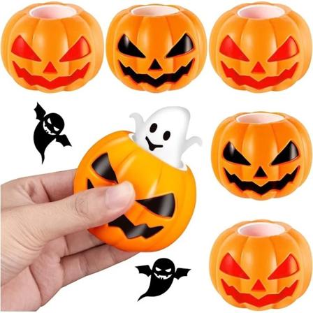 5 st Halloween klämleksak Rolig söt pumpa spökhuvud Glada halloween festfavoriter för barn Trick or Treat rekvisita Festfavoriter