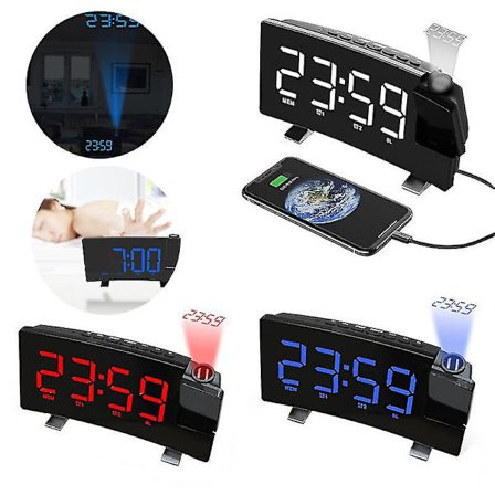 Vækkeur Projektion Digital Vækkeur Projektor Alarm Stor LED Vækkeur Høj Dobbelt Vækkeur Til Tung Sover Barn Ældre Hjem