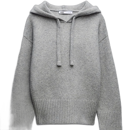 Grå stickad hoodie från Zara