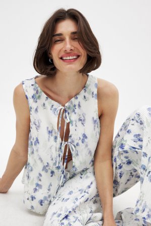 NA-KD Plisserad topp med knyt - Knyttoppar - Blommig - L