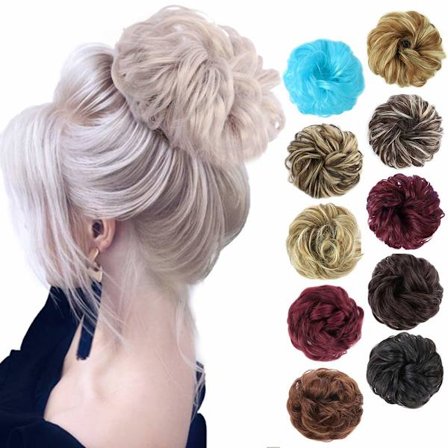 1 st Messy Hair Bun Hair Scrunchies Extension Curly Wavy Messy Syntetisk Chignon för kvinnor Updo Hairpiece