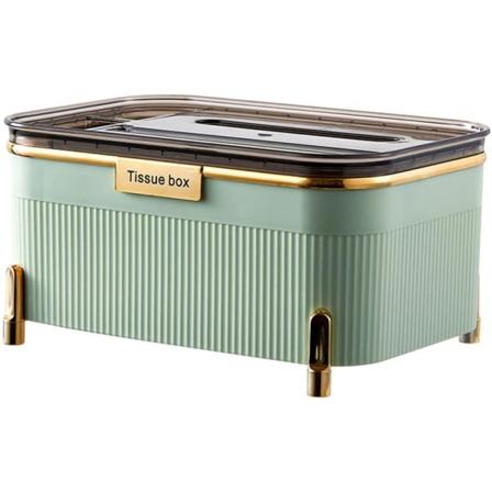 Rektangulär servettlådeöverdrag med förvaringsfack, dekorativ ansiktsvävnad light water green