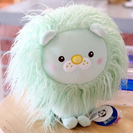 Lang-håret liten løve dukke plysj leketøy gave-grønn 38cm