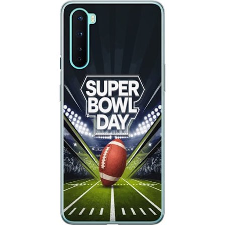 Kompatibel Mobilcover til OnePlus Nord Super Bowl Day plakat med amerikansk fodbold på oplyst arena i dramatisk sportsdesign