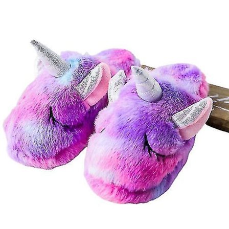 Vinter Varme Plys Sutsko Regnbue Enhjørning Sutsko Børn