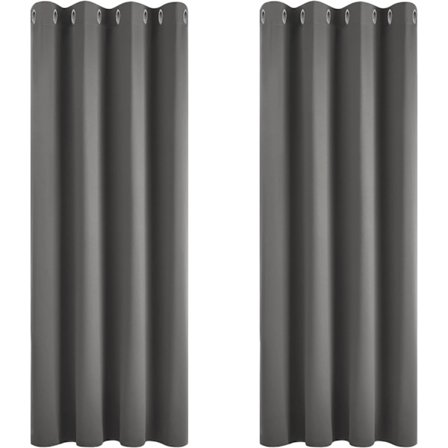 Blackout-gardiner termisk isolert anti-kulde, 117x138 CM (bredde x høyde), med hemper, gardiner for stue og soverom, mørkegrå, 2 stk