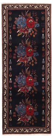Afshar/Sirjan Handknuten 95X246 Hallmatta Mörkrosa/Mörkröd Persien/Iran