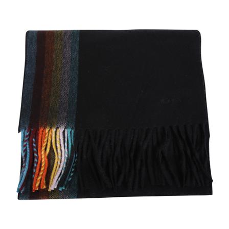 PS By Paul Smith, Cashmere scarf with striped detail by Paul Smith Czarny, Mężczyzna, Rozmiar: ONE Size