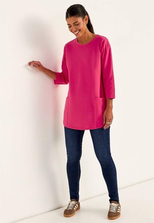 Cellbes of Sweden - Trikåtunika i ekologisk bomull med fickor - cerise - för damer - 42/44