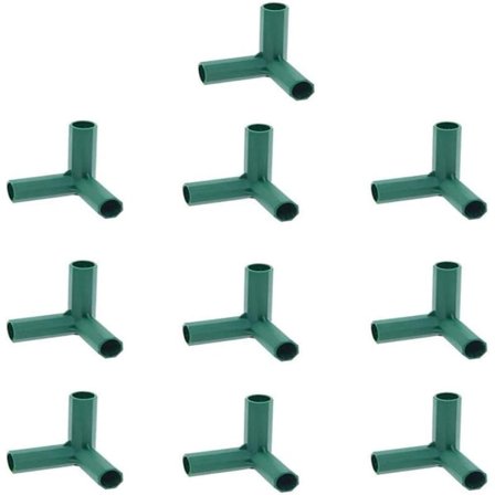 10 stk. drivhusrammekonnektorer til haveramme, frugtbure, hegn, drivhusramme, konnektorer (16 mm, ret vinkel / 3 huller)
