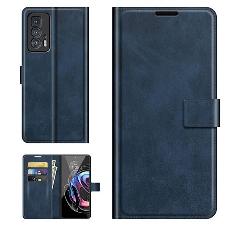 Hållbart konstläder Motorola Edge 20 Pro fodral med plånbok - Blå