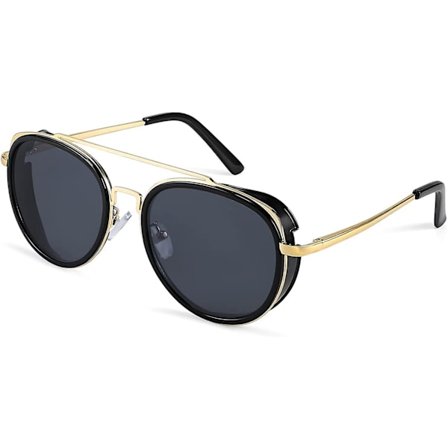 Retro Steam Punk Solbriller Runde Steampunk Double Bridge Aviator Briller For Kvinner Menn B2822