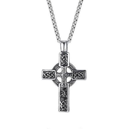 Kreativ Keltisk Knutmönster Korshalsband Kompatibelt med Män Vintage Hänge Med Rostfritt Stål Kedja Smycken Amulett Halsband