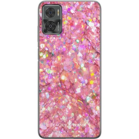 Kompatibelt Mobildeksel til Motorola Motorola Moto E22i Cactus and Friends – PinkGlitter