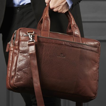 Sac pour ordinateur portable Montréal en cuir marron pour hommes - Sacs en cuir