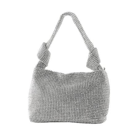 Kvinnors aftonväska silver kristall axelväska dam handväska hög lyx designer väska full av diamanter(silver)