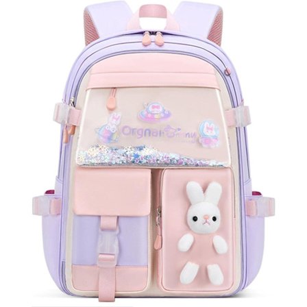 Skolerygsæk til piger – Sød skolerygsæk med kaninmotiv og pailletter til børn_TF_TF