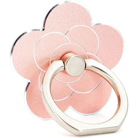 Mobiltelefon Ringhållare Blomma Finger Ring Grip Stativ 360° Rotation 180° Flip Universellt Kickstand Kompatibel med Alla Smartphones (Rose Gold)
