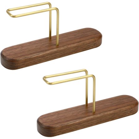 Kaffefilterholder Valnøtt og Messing Kaffepapir Oppbevaringsstativ for Koniske Filtre