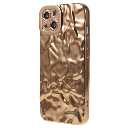 Til iPhone 15 TPU Etui Elektroplating Rynket Ujævn Telefon Cover Gold
