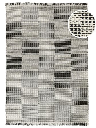 Kariert Cuadro Teppich - Schwarz/Weiß 160X230 Im Rustikalen Stil