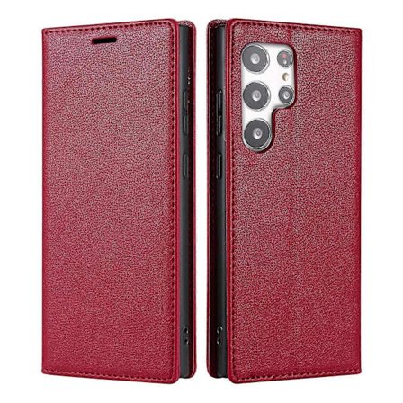 Til Samsung Galaxy S25 Ultra Wallet Case Magnetisk Lukning PU Læder Telefon Beskyttelsesetui - Rød (Rød)