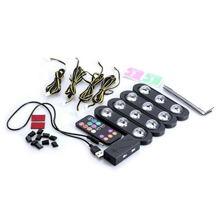 4 stk. LED Bil Interiør Atmosfære Glød Neon String Strip Lys Dekoration Lampe