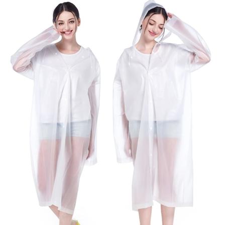 EVA-sadeviitat aikuisille, 2 pakkausta uudelleenkäytettäviä sadetakkeja hupuilla ja hihoilla Kevyt sadetakki, valkoinen white