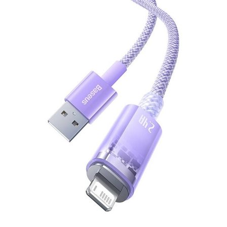 Hurtigladingskabel Baseus USB-A til Lightning Explorer Series 1m 2,4A (lilla)